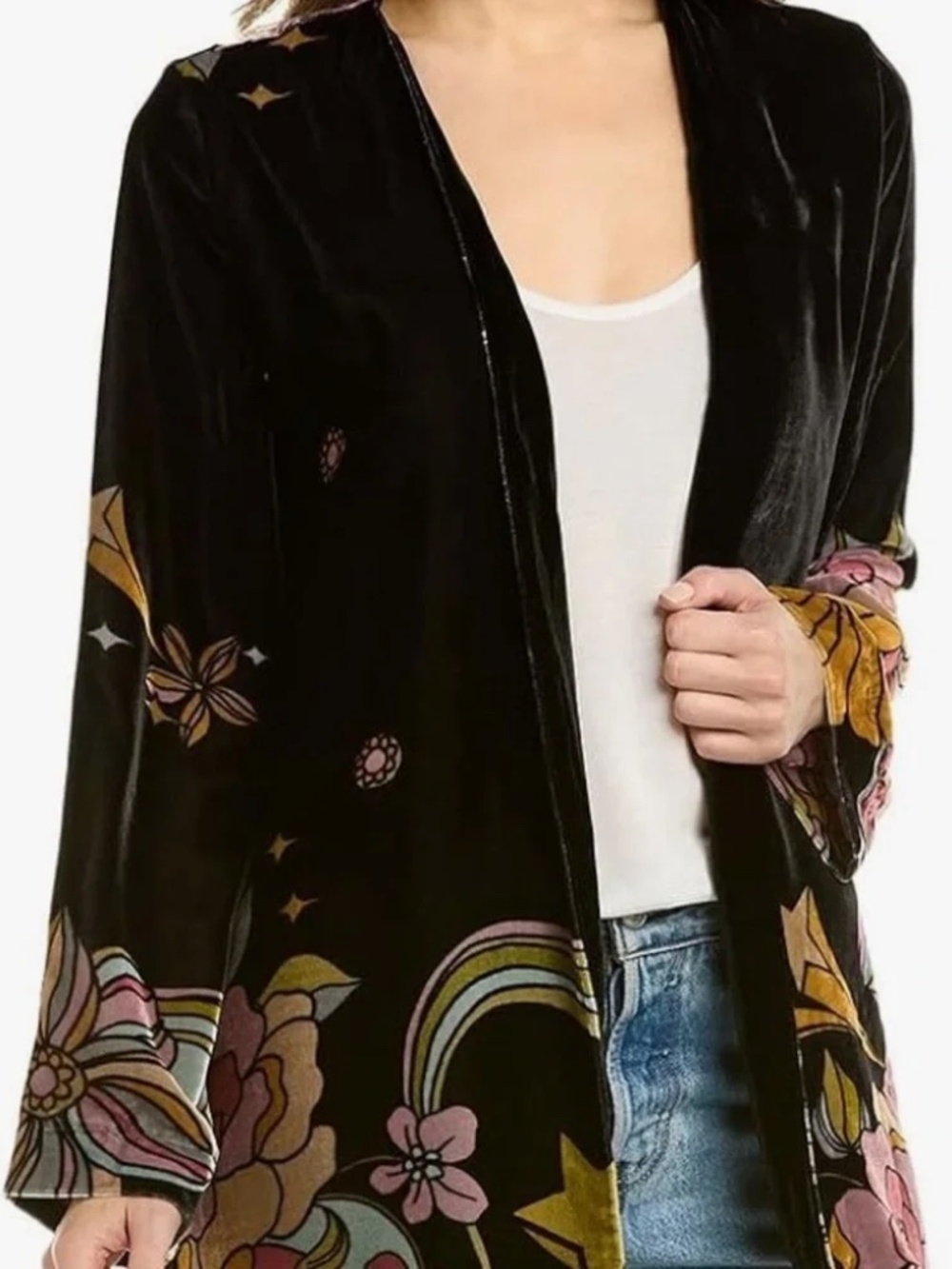 JOHNNY WAS BLACK VELVET "Andy" KIMON0 SIZE Small BEAUTIFUL JACKET WITH POCKETS - Picture 2 of 10